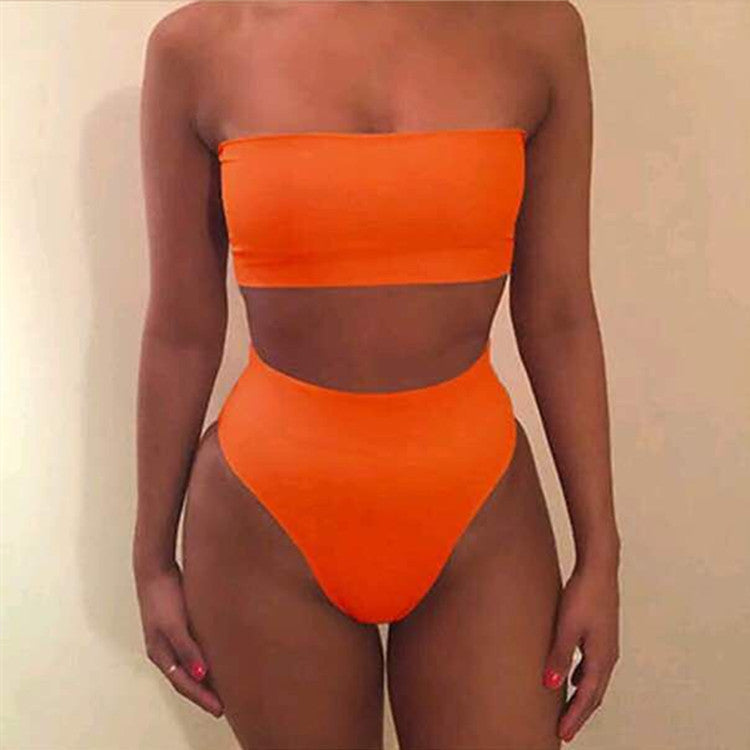 Explosive Fashion Edition Must-Have Triangle Shorts Bikini Set-Orange-Theone Apparel