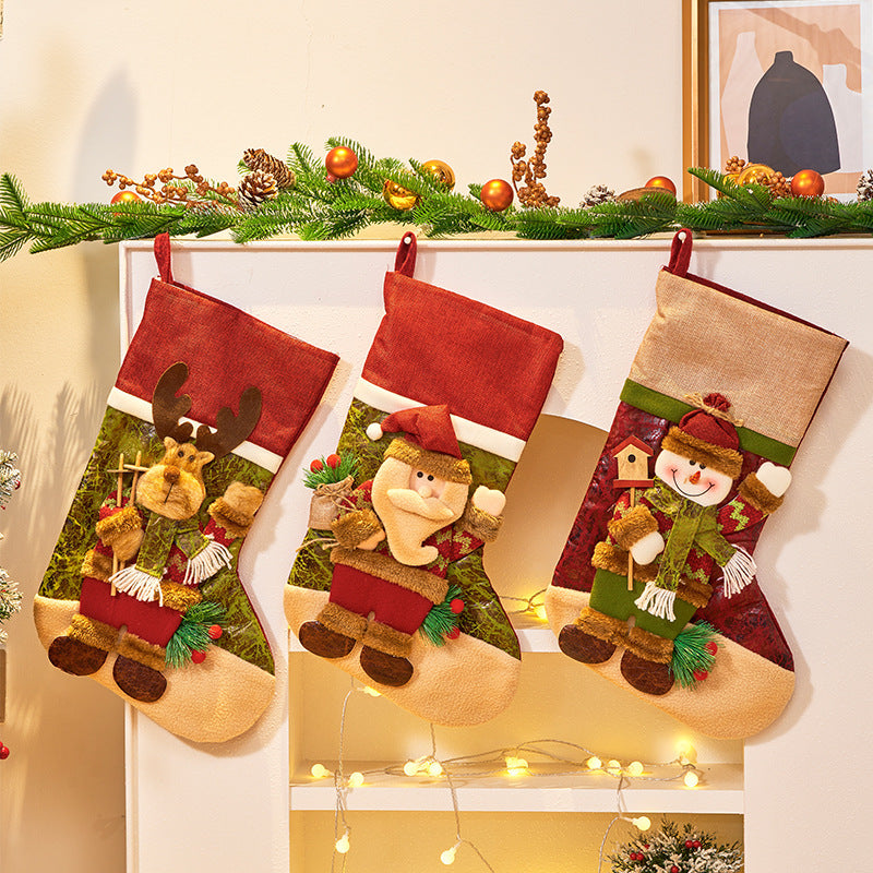 Farmhouse Style 3D Christmas Stocking with Santa, Reindeer and Snowman Options-Theone Apparel