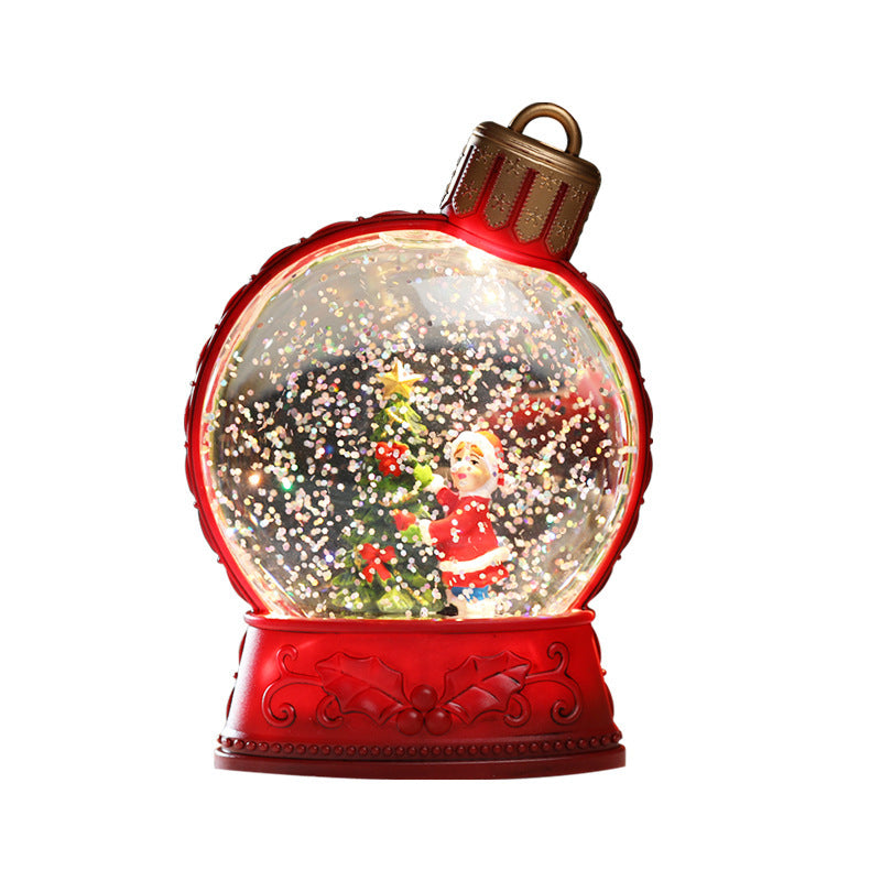 Festive Ornament-Shaped Light-Up Battery-Operated Plastic Snow Globe Christmas Decoration in Assorted Styles-Theone Apparel