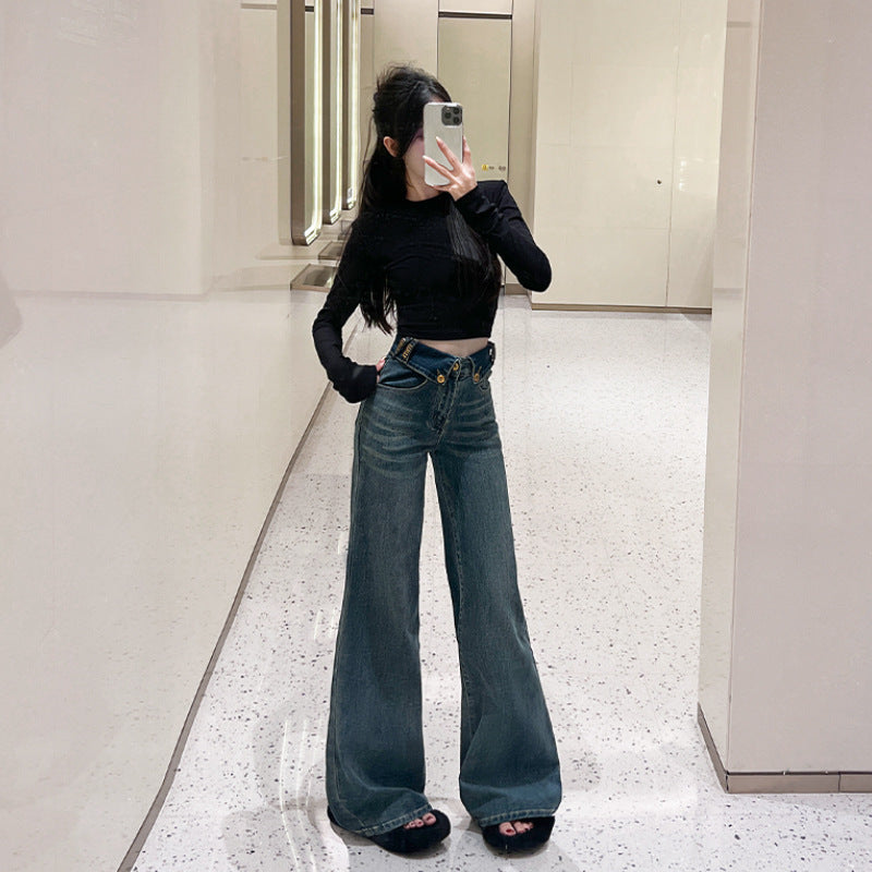 Flared Straight Jeans for Pear-Shaped Autumn Styling-Theone Apparel