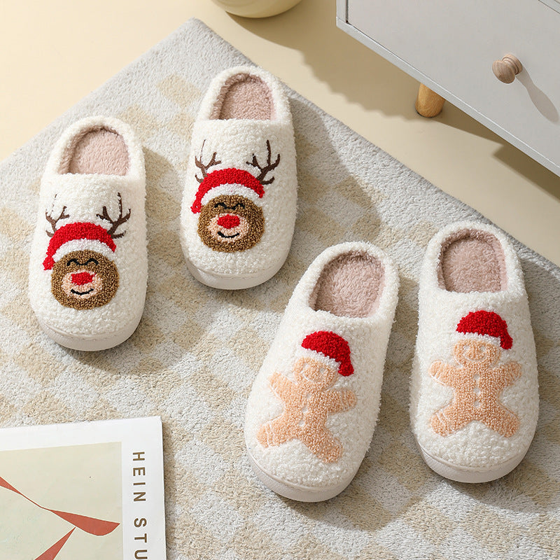Fleece Lined Soft Slip On Closed Toe House Shoes for Christmas-Theone Apparel