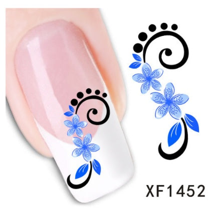 Floral and Botanical Black Nail Stickers for At Home Nails-XF1452-Theone Apparel