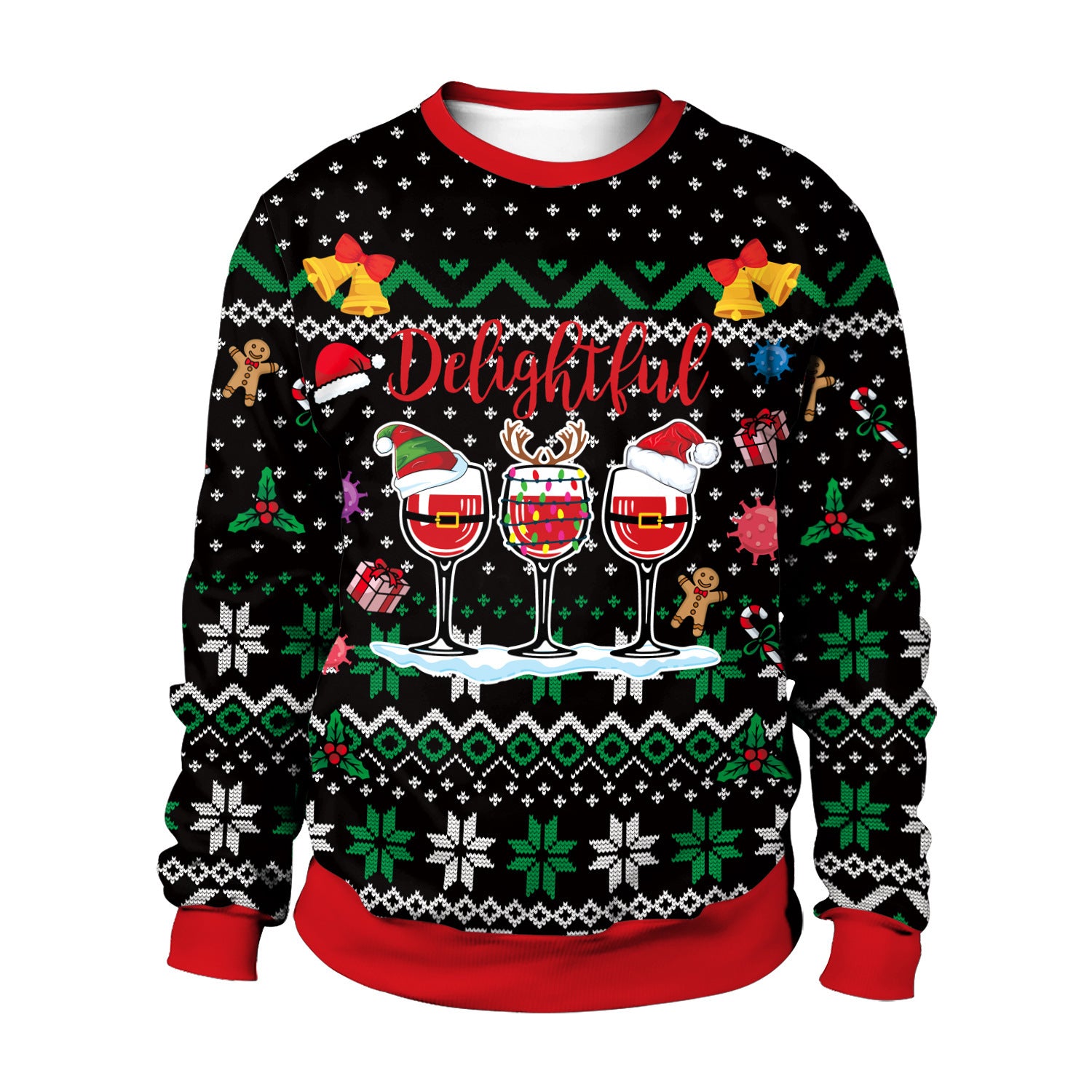 Funny Christmas Party Sweater with Reindeer, Elf and Santa Dabbing-Style 2-Theone Apparel