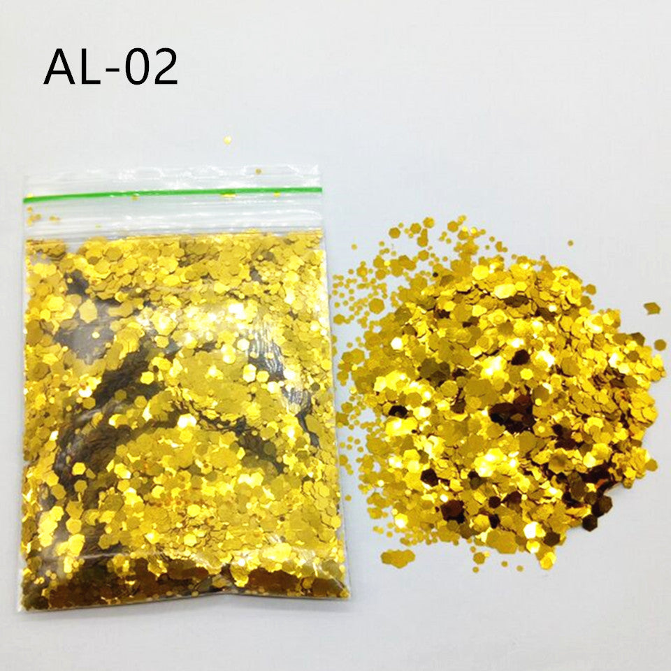 Glittery Sequin Nail Powder for Nail Art and Decoration-AL Gold-Theone Apparel