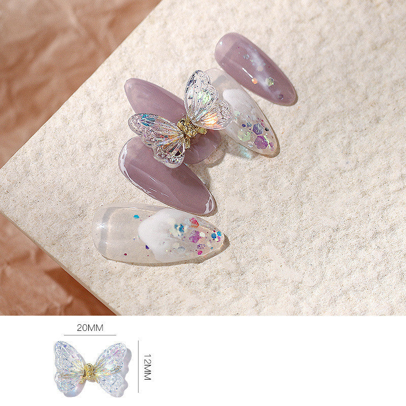 Glittery Transparent Butterfly Nail Charm in Multiple Colors-Design H-Theone Apparel