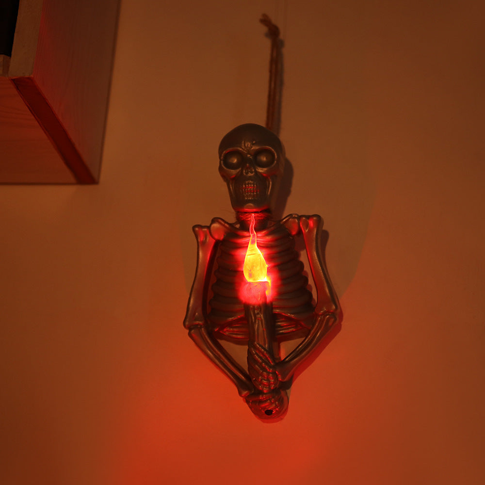 Gold or Silver Skeleton Wall Sconce with Spooky Red Light-Theone Apparel