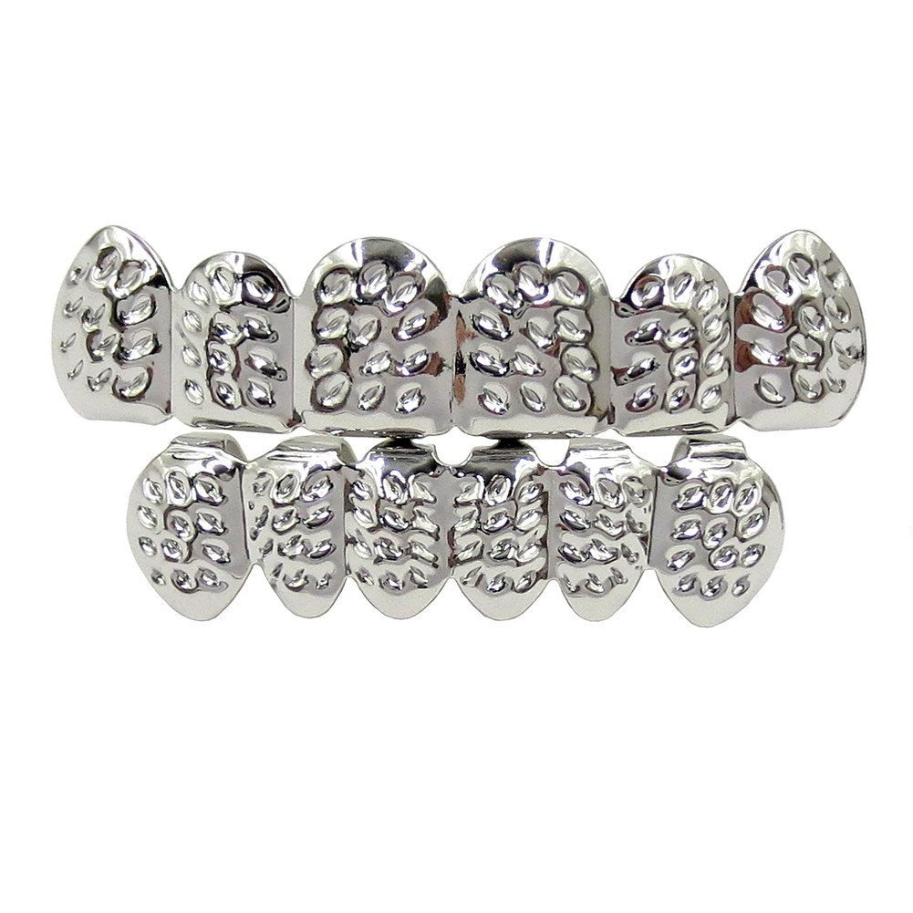 Haloween Gold Vampire Teeth Prop for Decorations and Gifts-Silver pattern suit-Theone Apparel