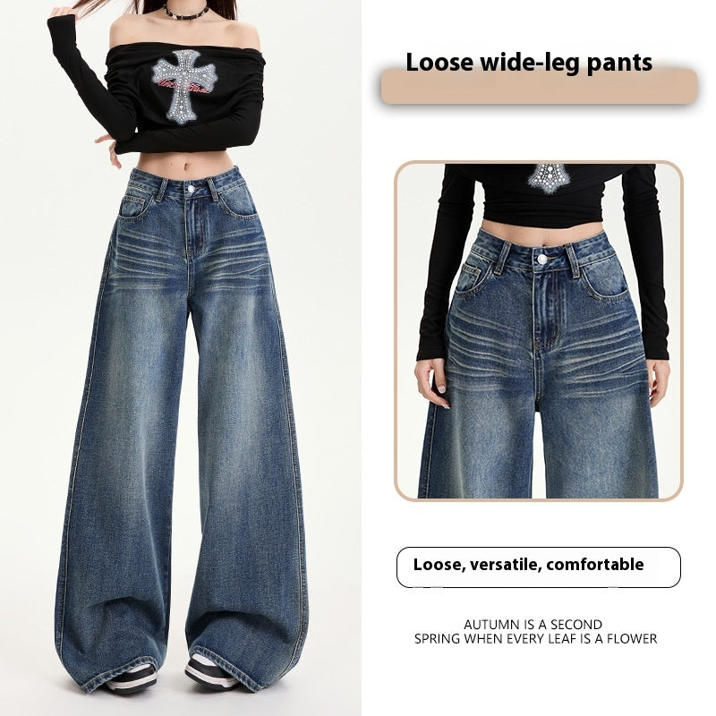Loose Fit Denim Wide-Leg Pants for Relaxed Styling-Theone Apparel
