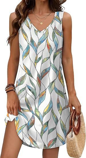 Loose Floral V-Neck Holiday Dress for Effortless Summer Getaways-White-Theone Apparel