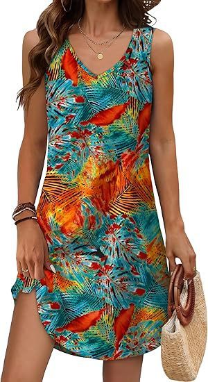 Loose Floral V-Neck Holiday Dress for Effortless Summer Getaways-Green-Theone Apparel