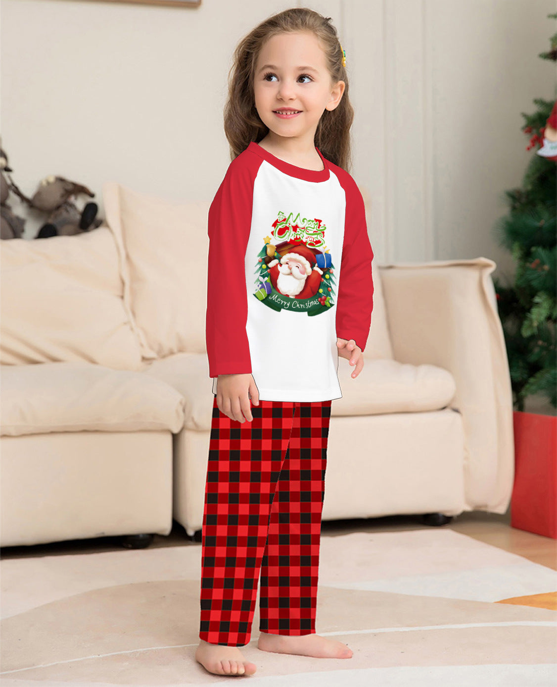 Matching Family Red and White Reindeer Christmas Pajama Set-Theone Apparel