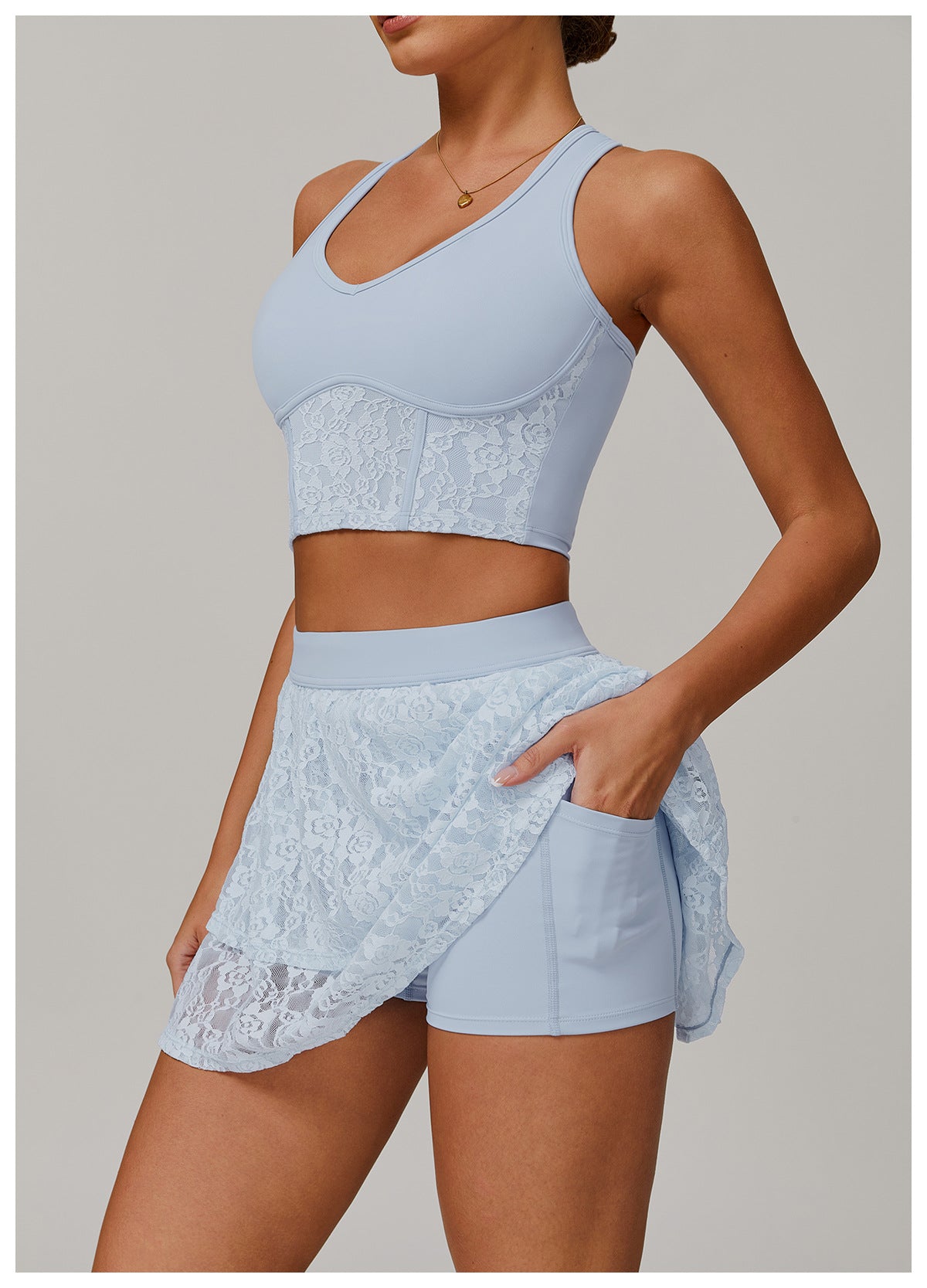 Mesh Lace Yoga Skirt For Breathable Active Comfort-Theone Apparel
