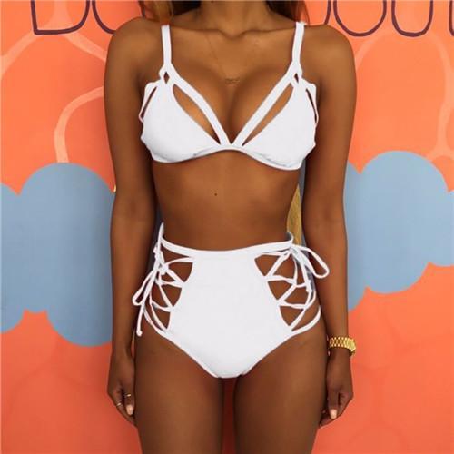 Multi-String Summer Bikini for Modern Stylish Beach Adventures-White-Theone Apparel