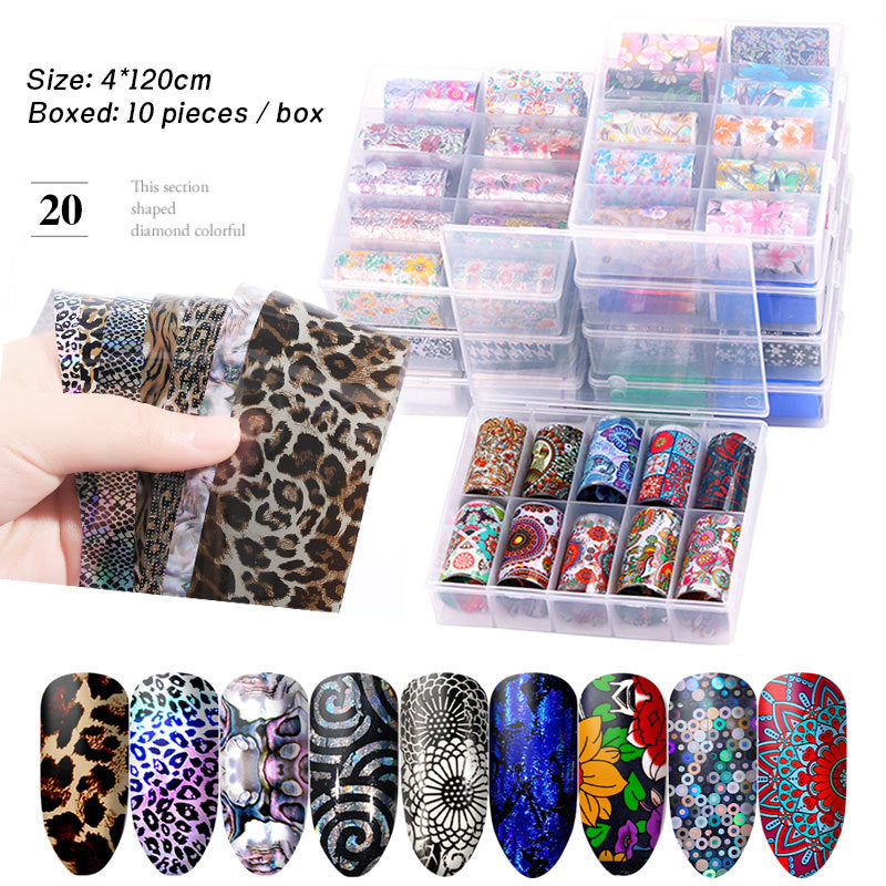 Multicolored and Multipatterned Nail Wraps 10 Piece Set-Theone Apparel