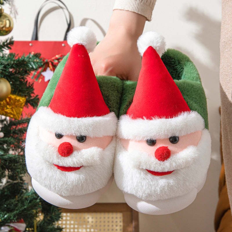 Puffy 3D Santa Claus Themed House Slippers in Green and Red-Theone Apparel