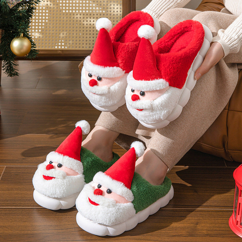 Puffy 3D Santa Claus Themed House Slippers in Green and Red-Theone Apparel