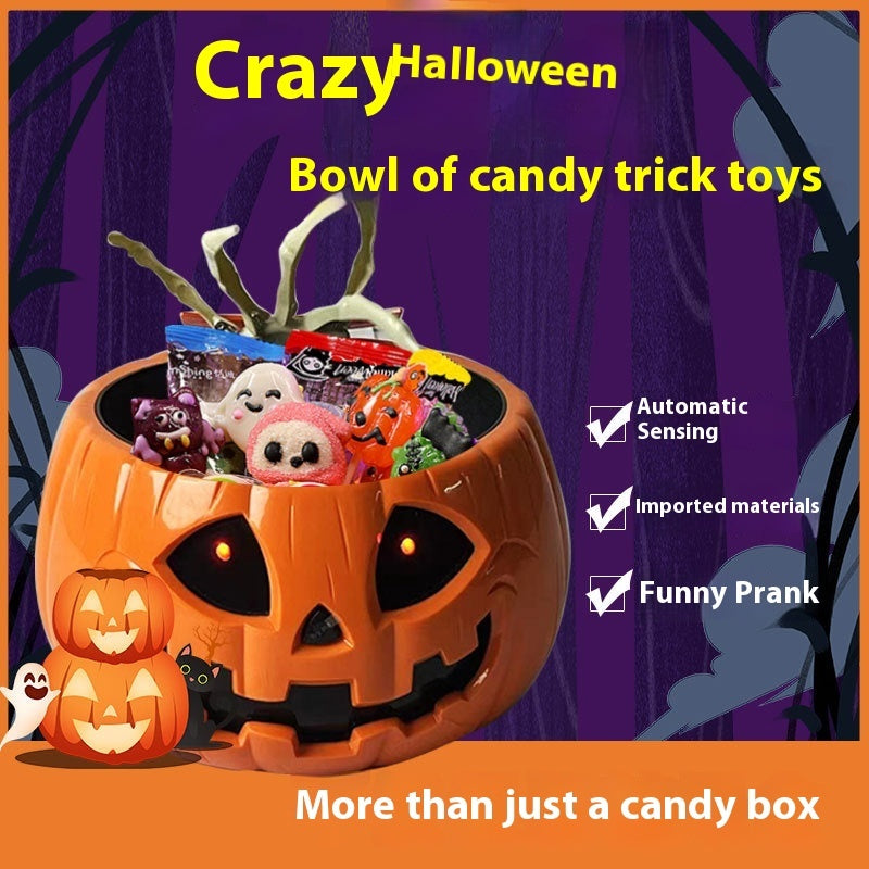 Pumpkin Shaped Candy Bowl with Jumpscare Skeleton Hand-Theone Apparel