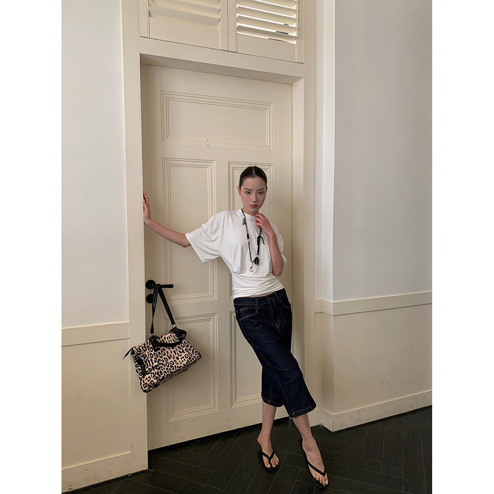 Red Stitch Straight-Leg Denim Pants for Spring Layering-Theone Apparel