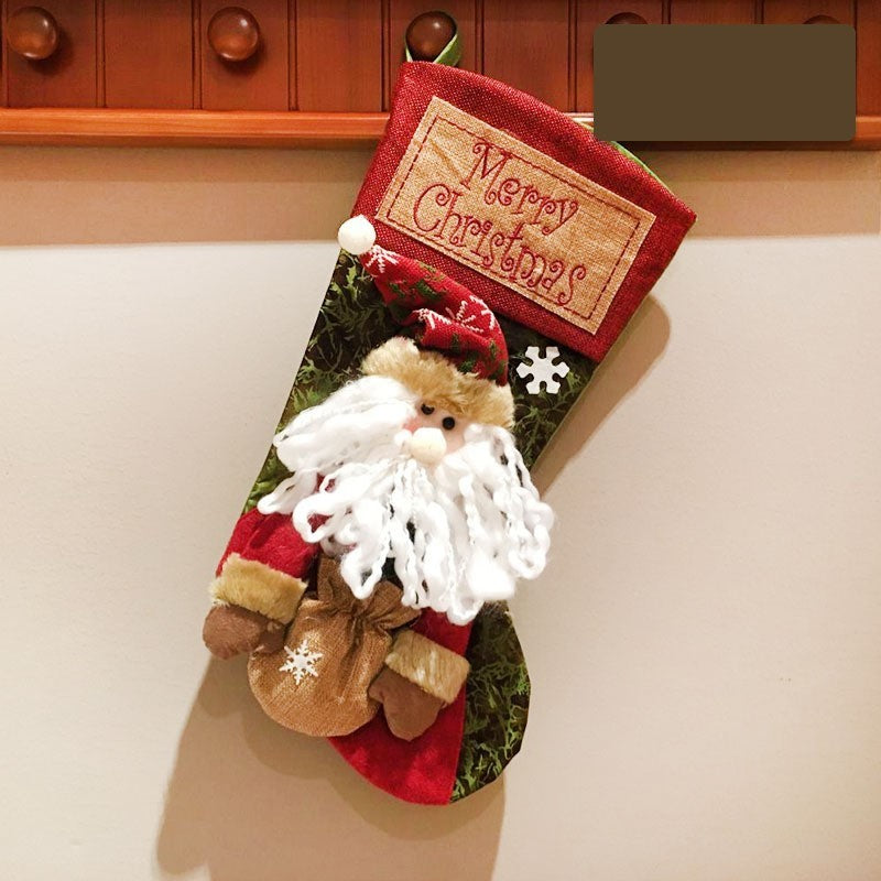Rustic Classic Merry Christmas Snowman, Santa and Reindeer Stockings-Theone Apparel
