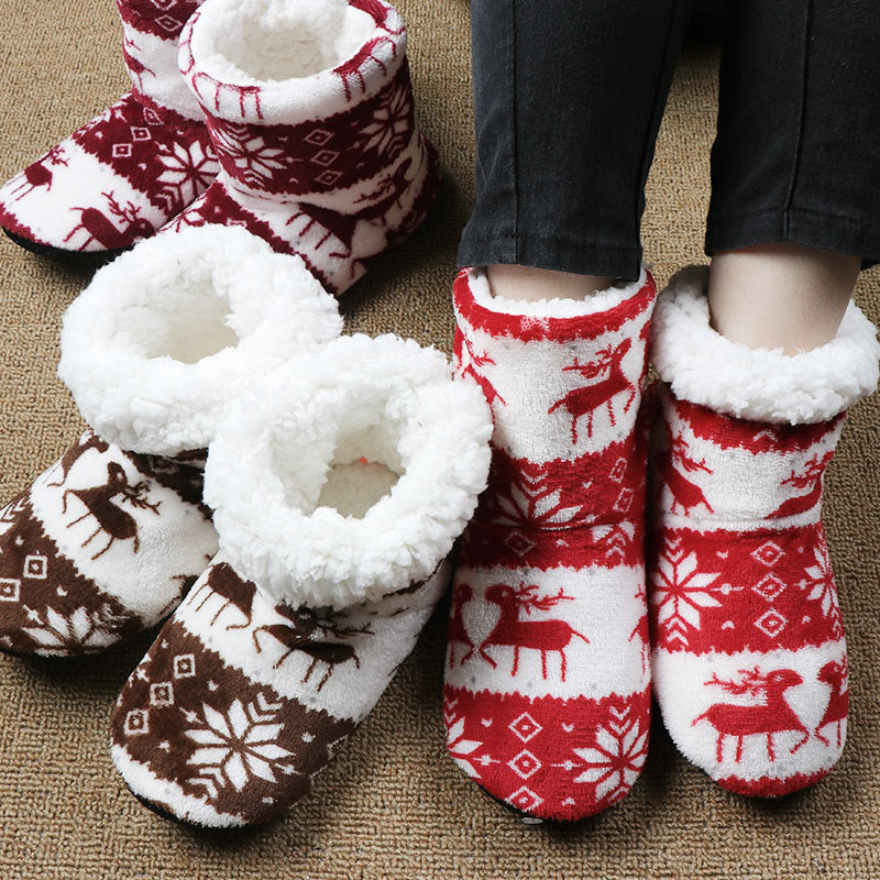 Soft Ankle Height House Slipper Booties in Various Patterns and Colors-Theone Apparel