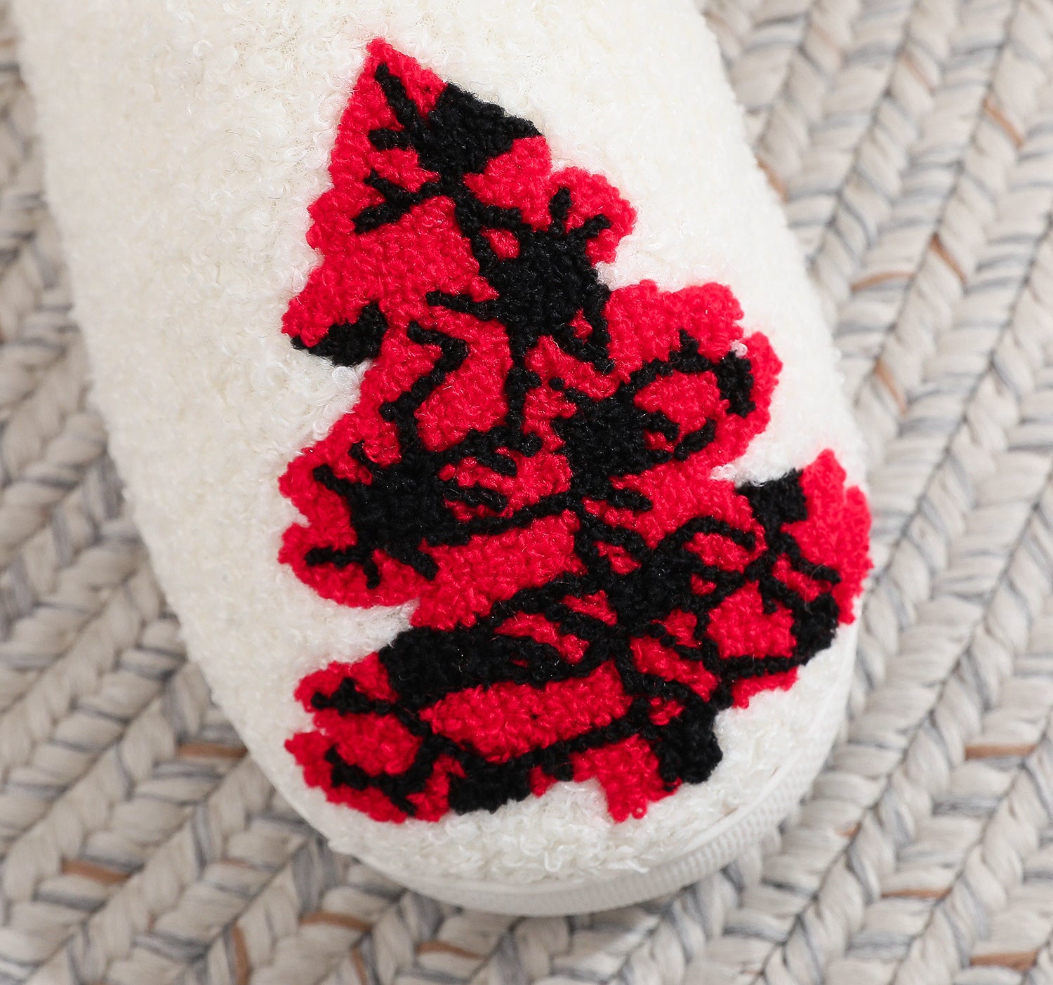 Soft Fleece Lined House Slippers with Red and Black Christmas Trees-Theone Apparel
