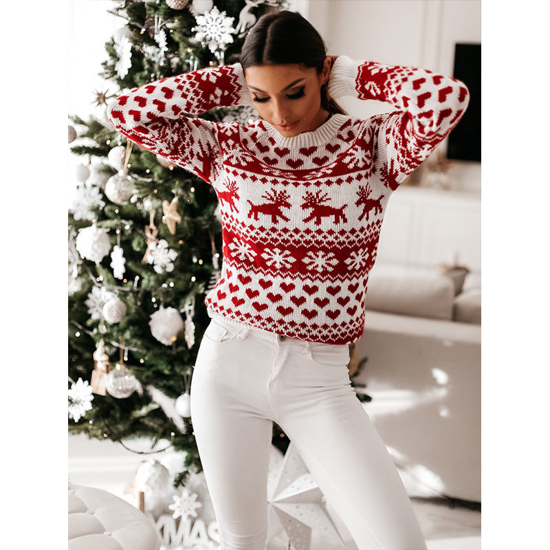 Soft and Warm Christmas Sweater with White and Red Patterning-Theone Apparel