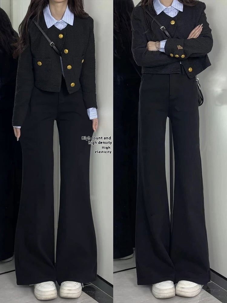 Stretch High-Waisted Slight Flare Jeans for Women-Black-Theone Apparel