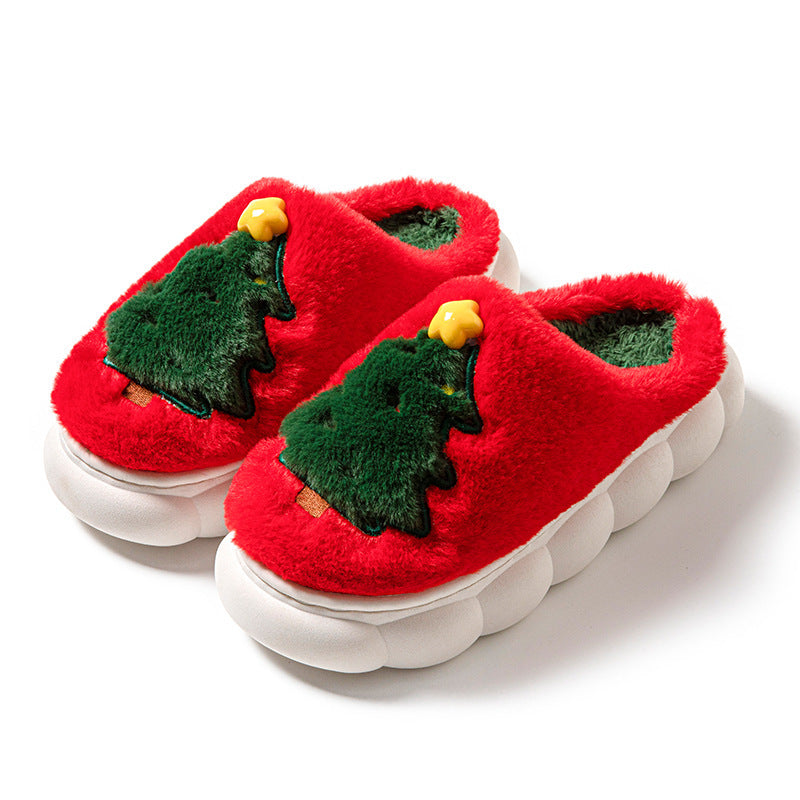 Ultra Plush and Soft Christmas Tree House Slippers with Traction Soles-Theone Apparel