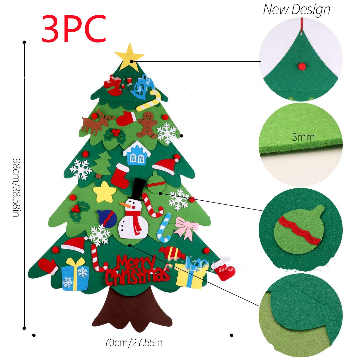 Wall Mounted Felt Christmas Tree with Felt Accessories for Kids-Theone Apparel