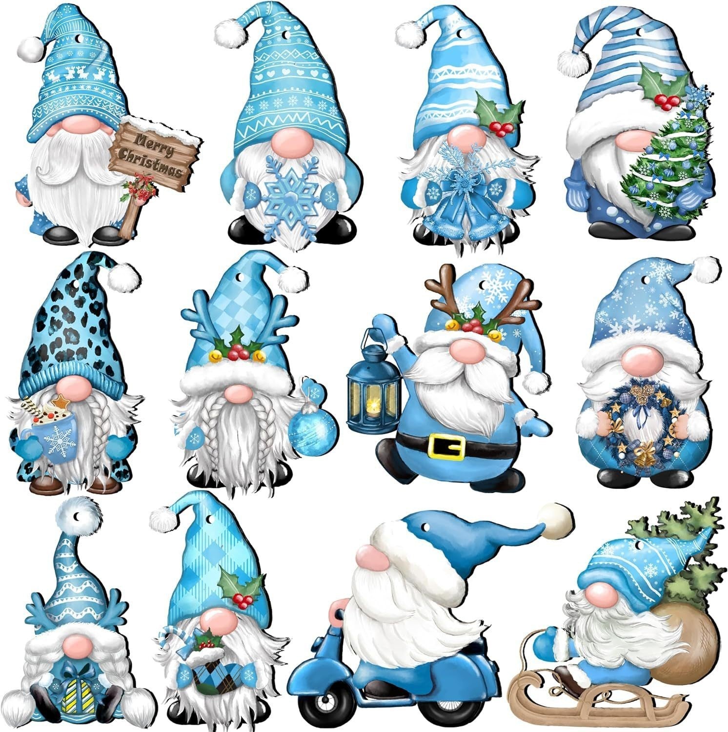 Whimsical Miniature Santa Decoration with Large Gnome Hat-Dwarf C 24PCS-Theone Apparel