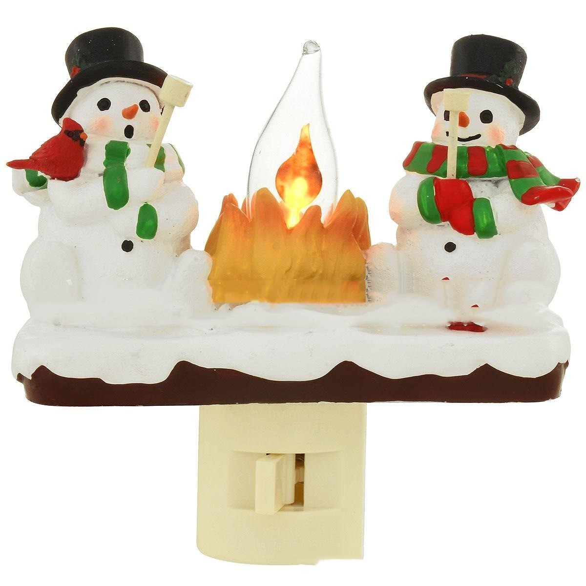 Whimsical Plug-In Snowman & Campfire Duo Resin Christmas Decoration Nightlight-Pendant-Theone Apparel