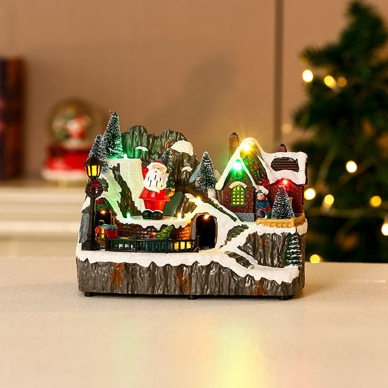 Wintry Village with Moving Train and LED Light Designs-Square Bottom Elderly-Theone Apparel