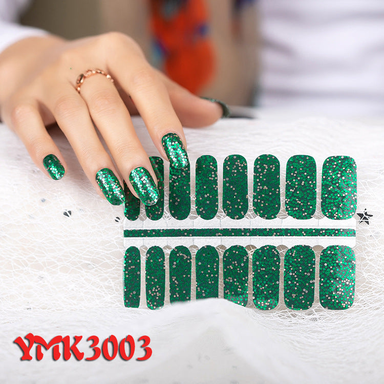 Women's Glittery Galaxy Nail Wraps for Fake Nails-Green-Theone Apparel