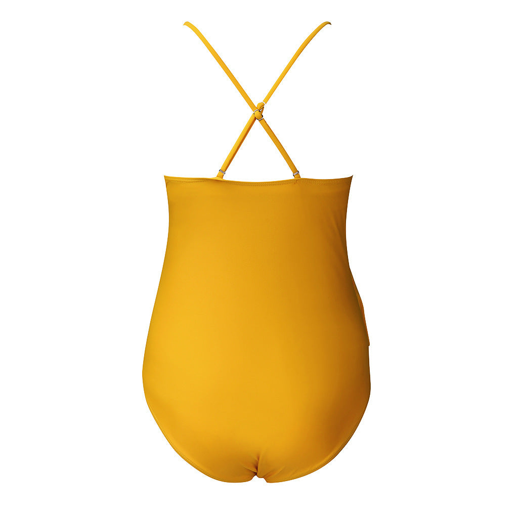 Women's One Piece Maternity Swimsuit with Ruffled Neckline-Theone Apparel