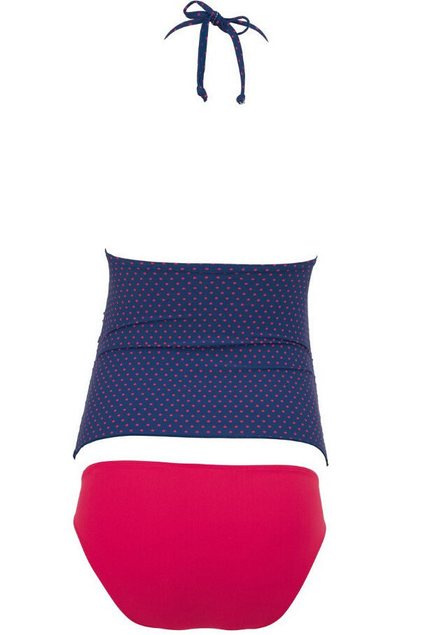 Women's Two Piece Maternity Swimsuit in Blue and Red-Theone Apparel