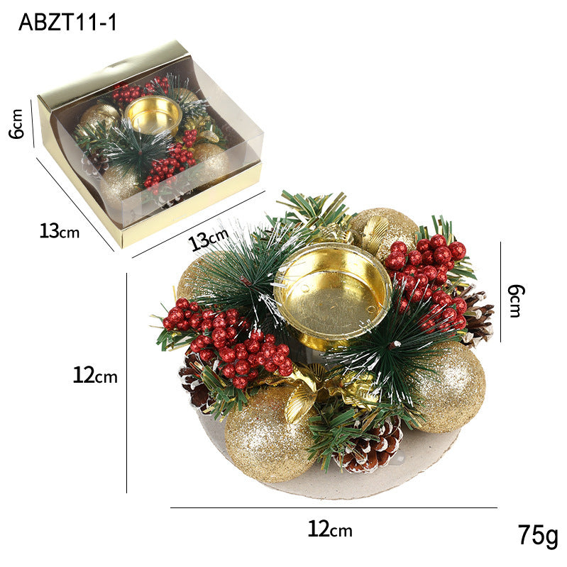 Wreath & Ornament Votive Candle Holder Christmas Centerpiece in Assorted Styles-Type A-Theone Apparel
