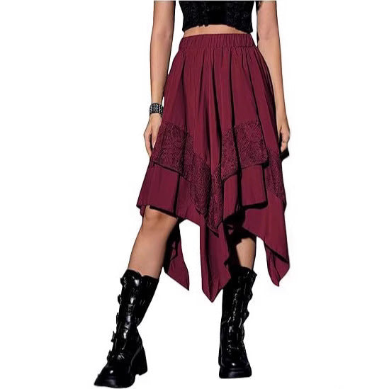 Renaissance-style Pleated Half-skirt With Asymmetrical Pointed Hem Ethereal And Fairy-like