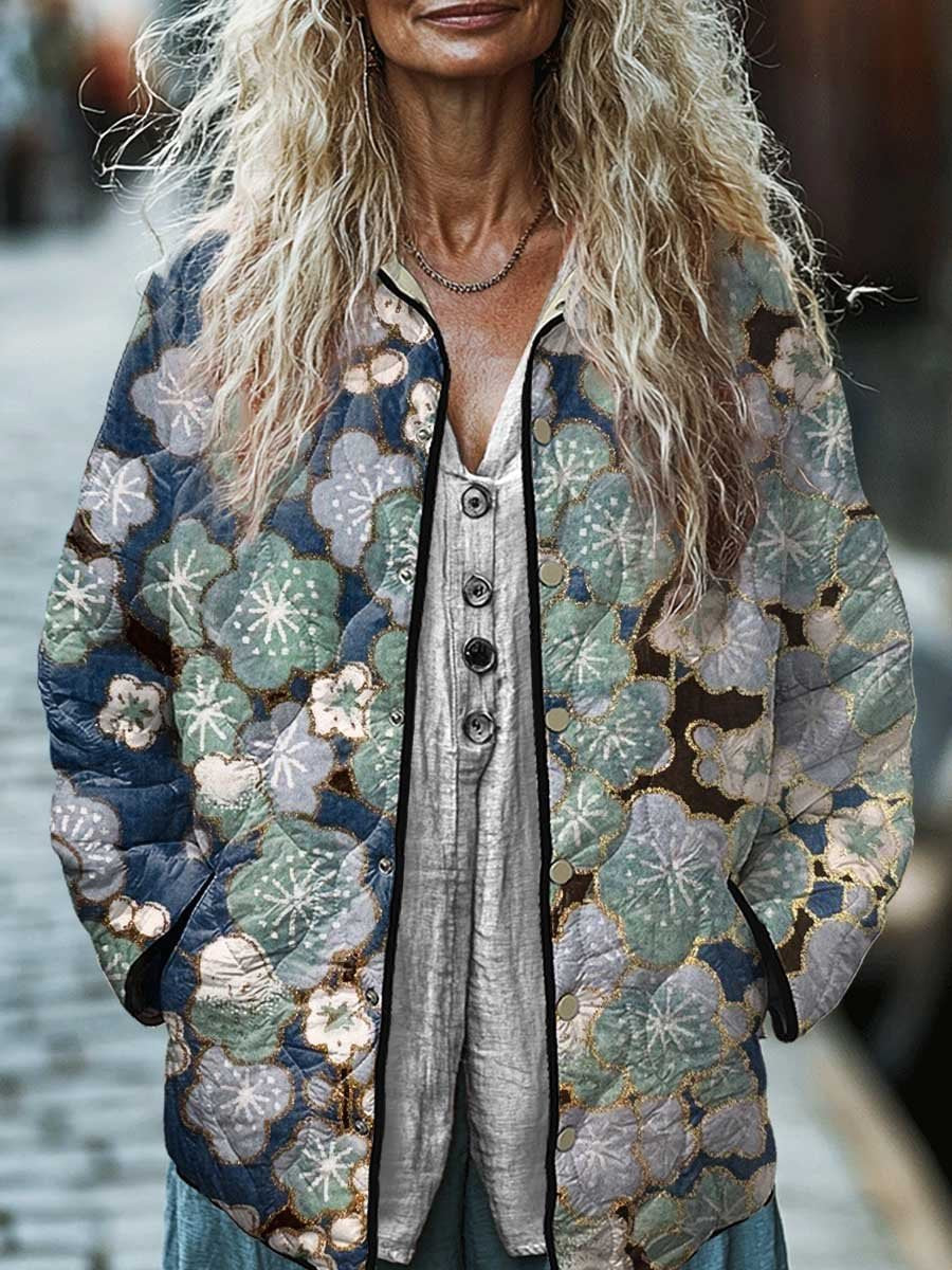 Women's Cotton Padded Jacket With Digital Floral Print