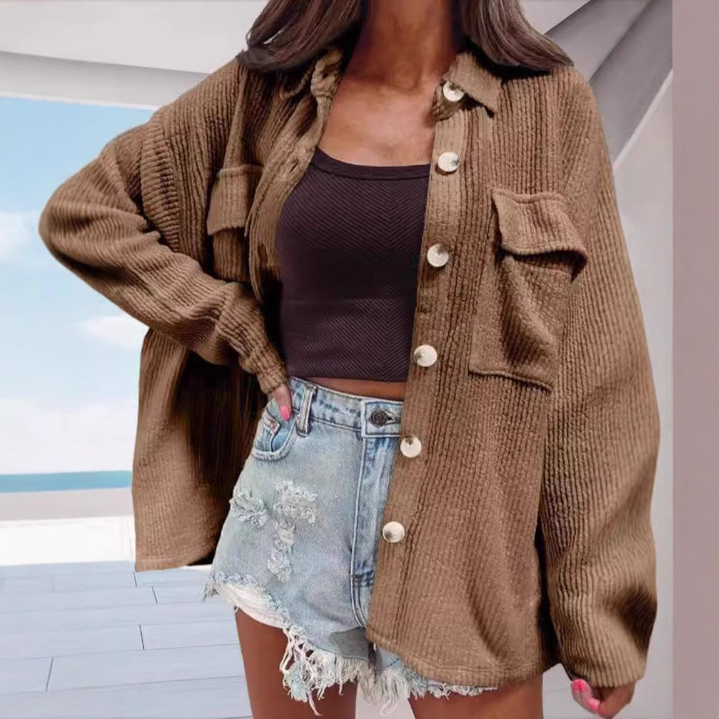 Women's Solid-color Long-sleeve Blouse Jacket