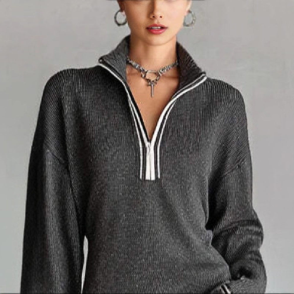 Color-block Wool Knit Women's Jacket