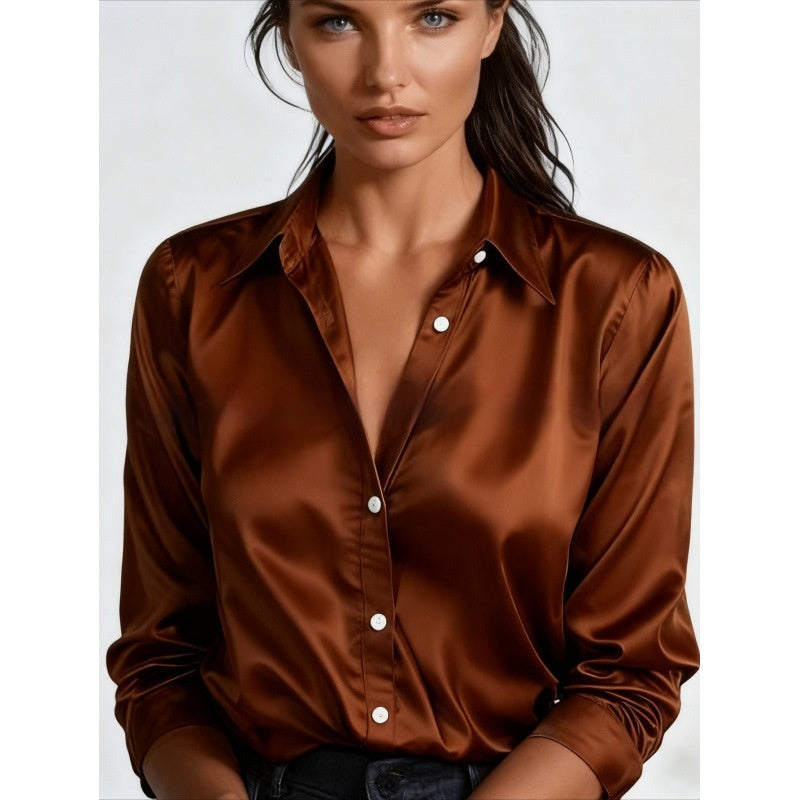 Solid-color Casual Loose-fit Women's Shirt