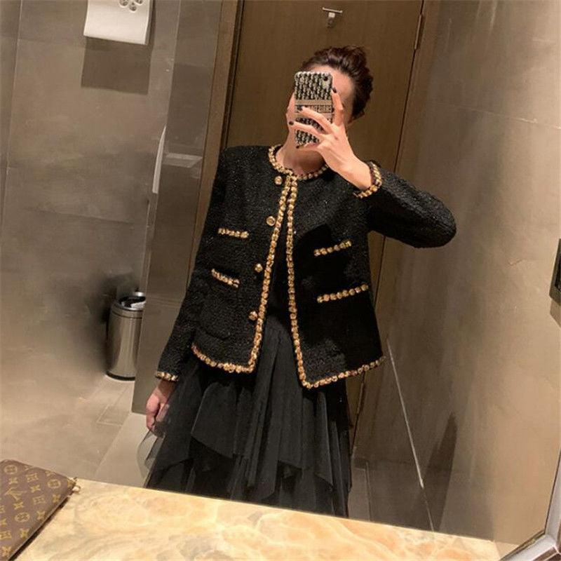 Versatile Black Women's Jacket For Spring And Autumn