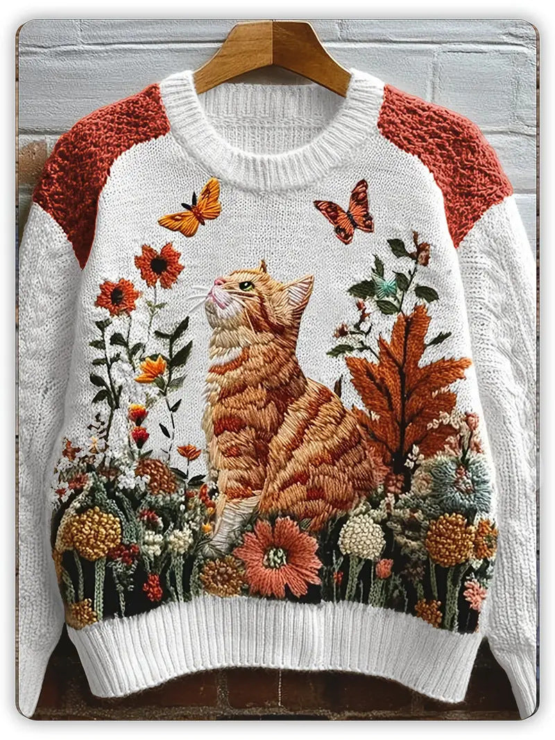 Crew-neck Top With 3D Animal All-over Print Faux-fleece Hoodie