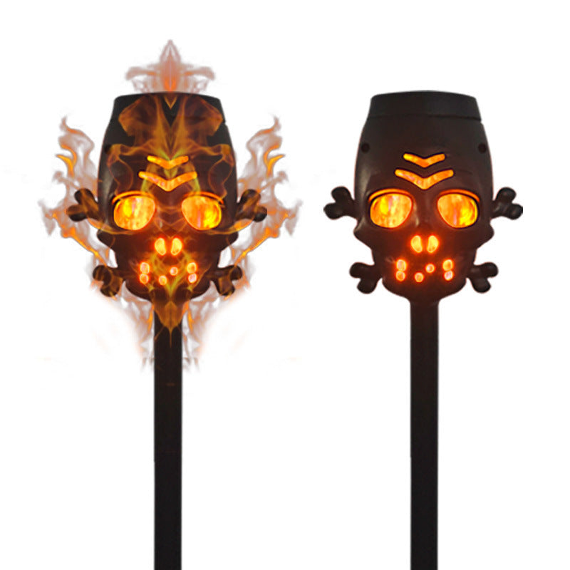 Spookachtige kleurrijke schedel LED Solar Light Yard Post Decoratie