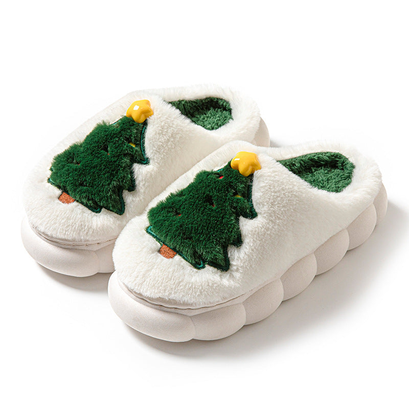 Ultra Plush and Soft Christmas Tree House Slippers with Traction Soles