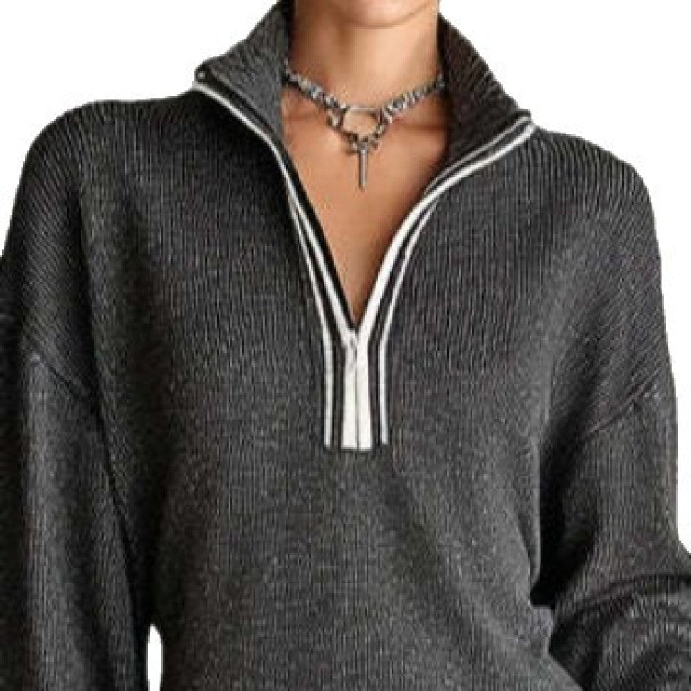 Color-block Wool Knit Women's Jacket