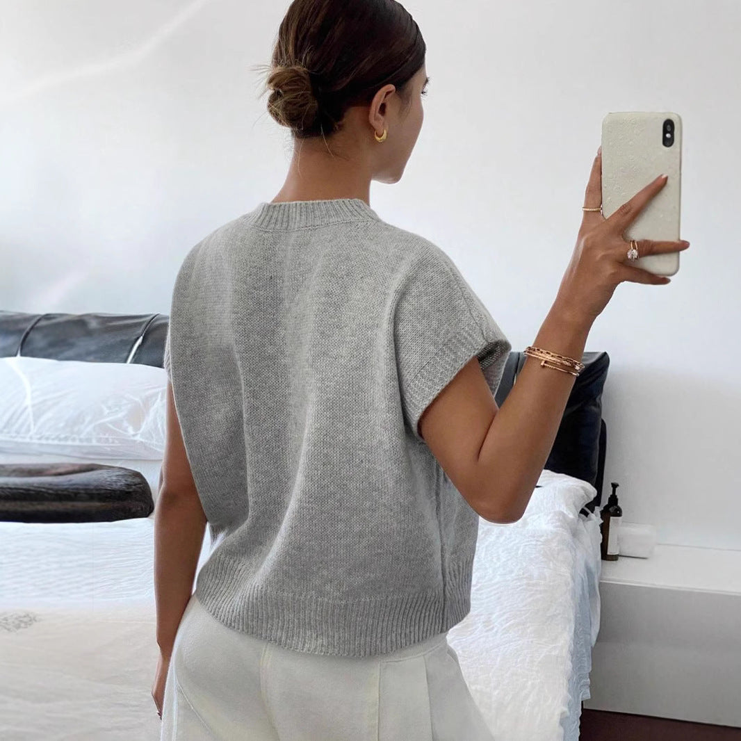 Women's Casual Solid Color Knitted Jacquard Top