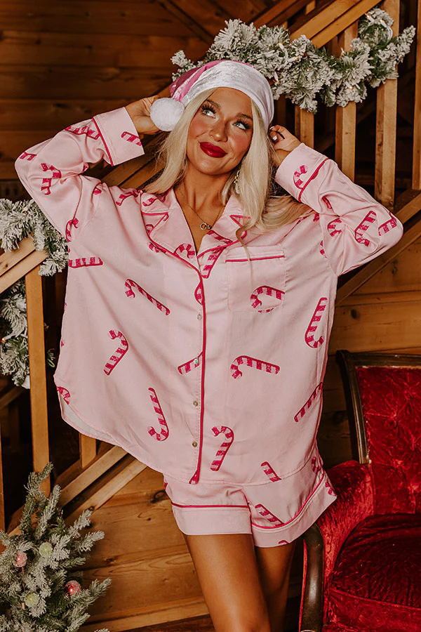 Women's Shirt and Shorts Two Piece Christmas Pajama Set in Various Colors