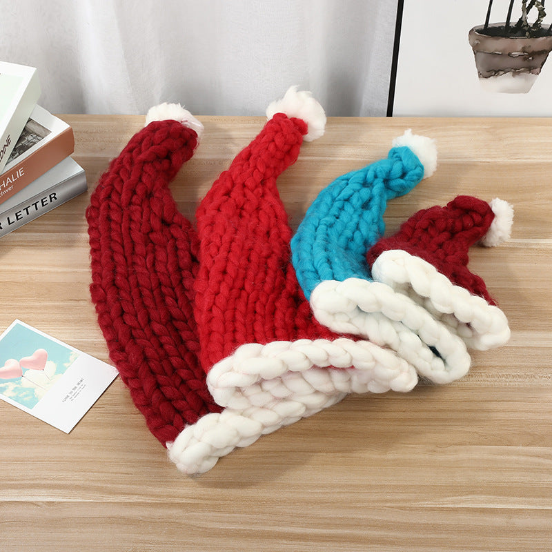 Cute Plush Knit Style Oversized Santa Hat with Puffball