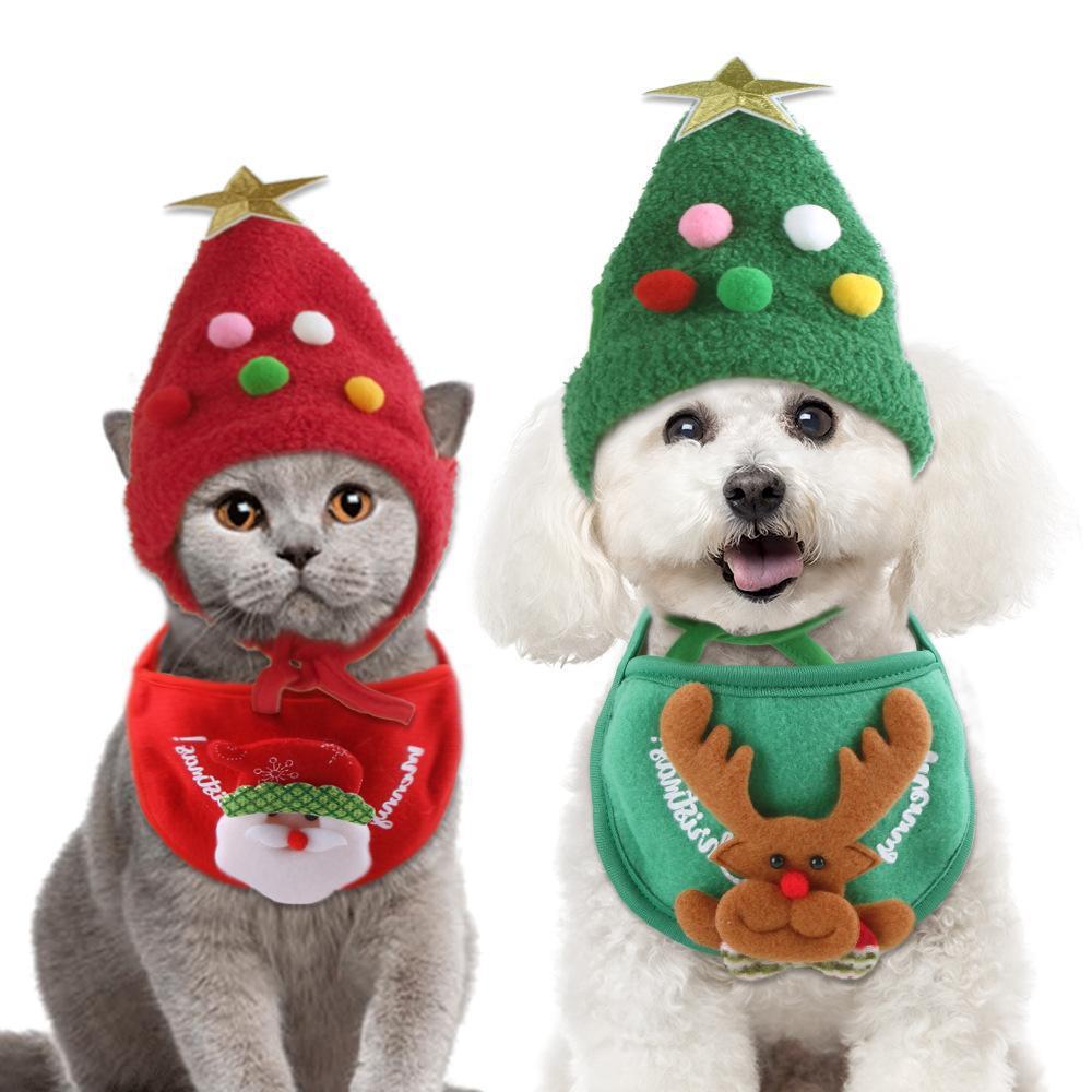 Adorable Pet Christmas Outfits with Stars and Puffballs